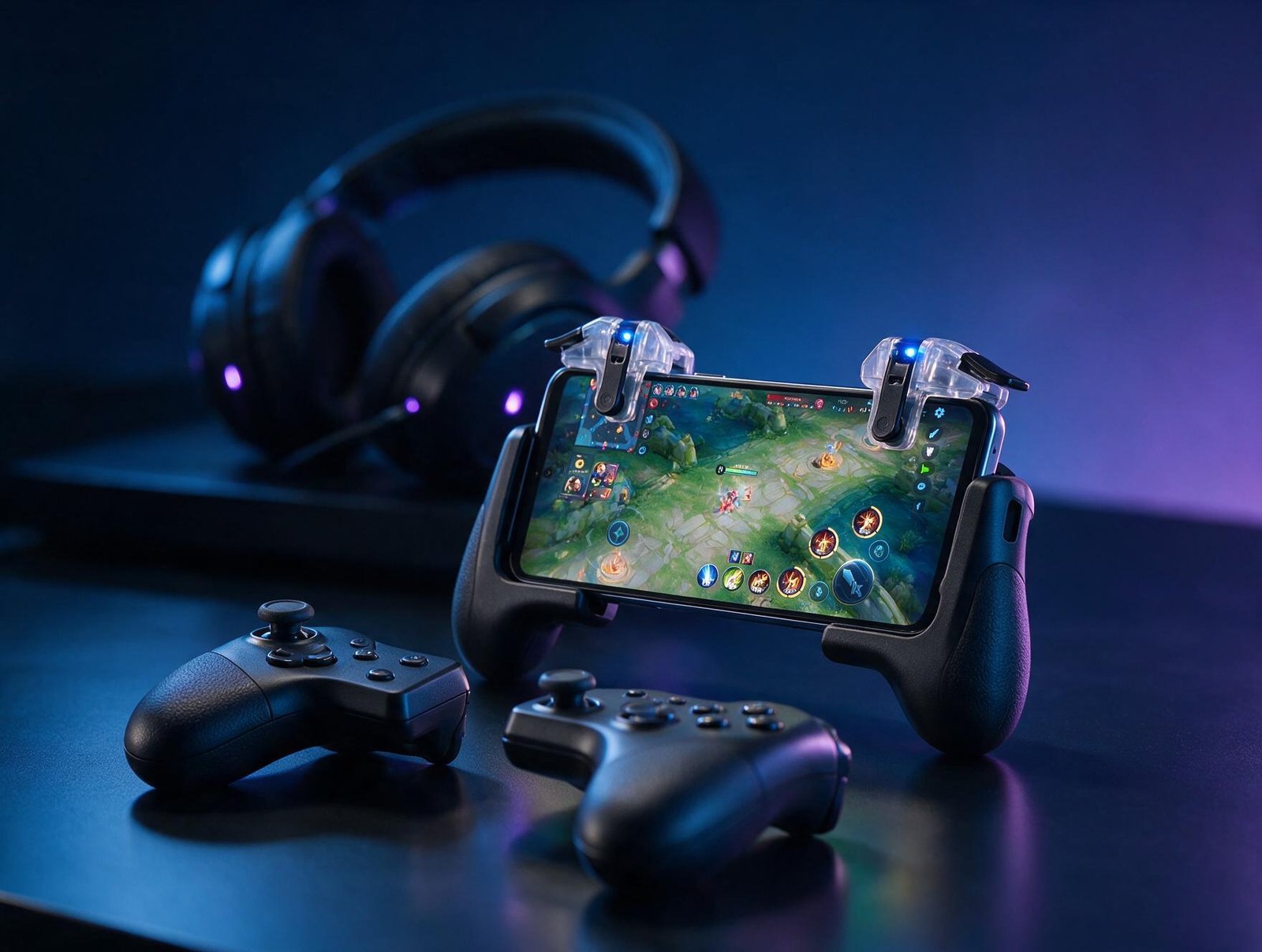 Mobile gaming setup graphic representing Mrz Thoppi's BGMI career